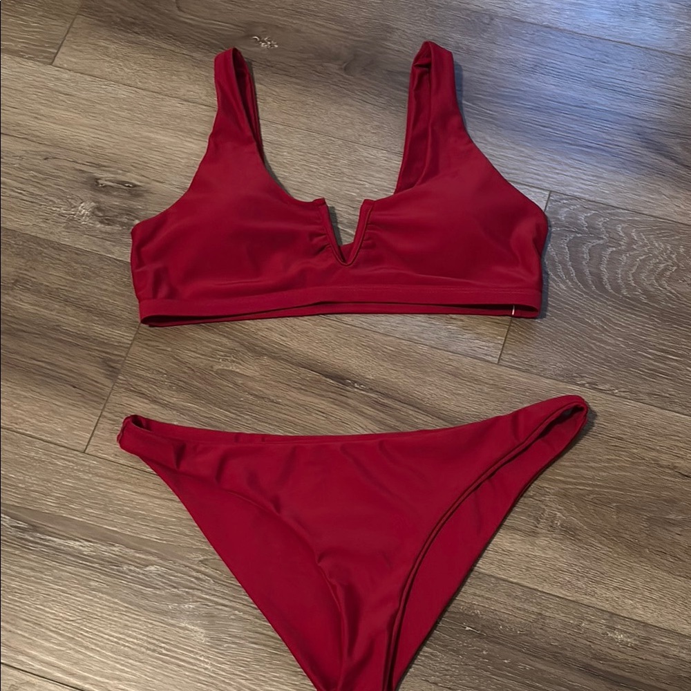 SHEIN Red Minimalist Bikini Set